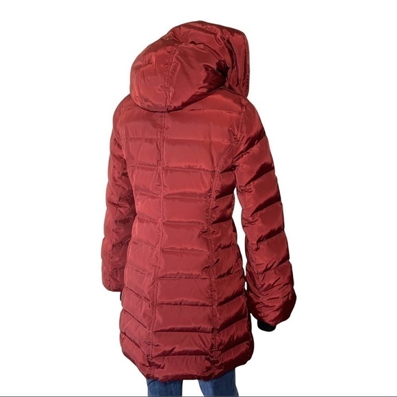 𝅺soia & Kyo Jasmine Down Coat Red Hooded Tombs Hole Puffer Zip Jacket XS - Picture 3 of 14